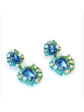 Betsey Johnson Mermaid Jewels Seaweed Stone Statement Earrings